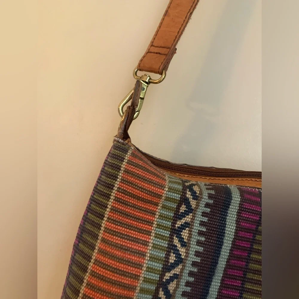 Fossil weaved leather boho bohemian crossbody southwestern grunge festival vtg
